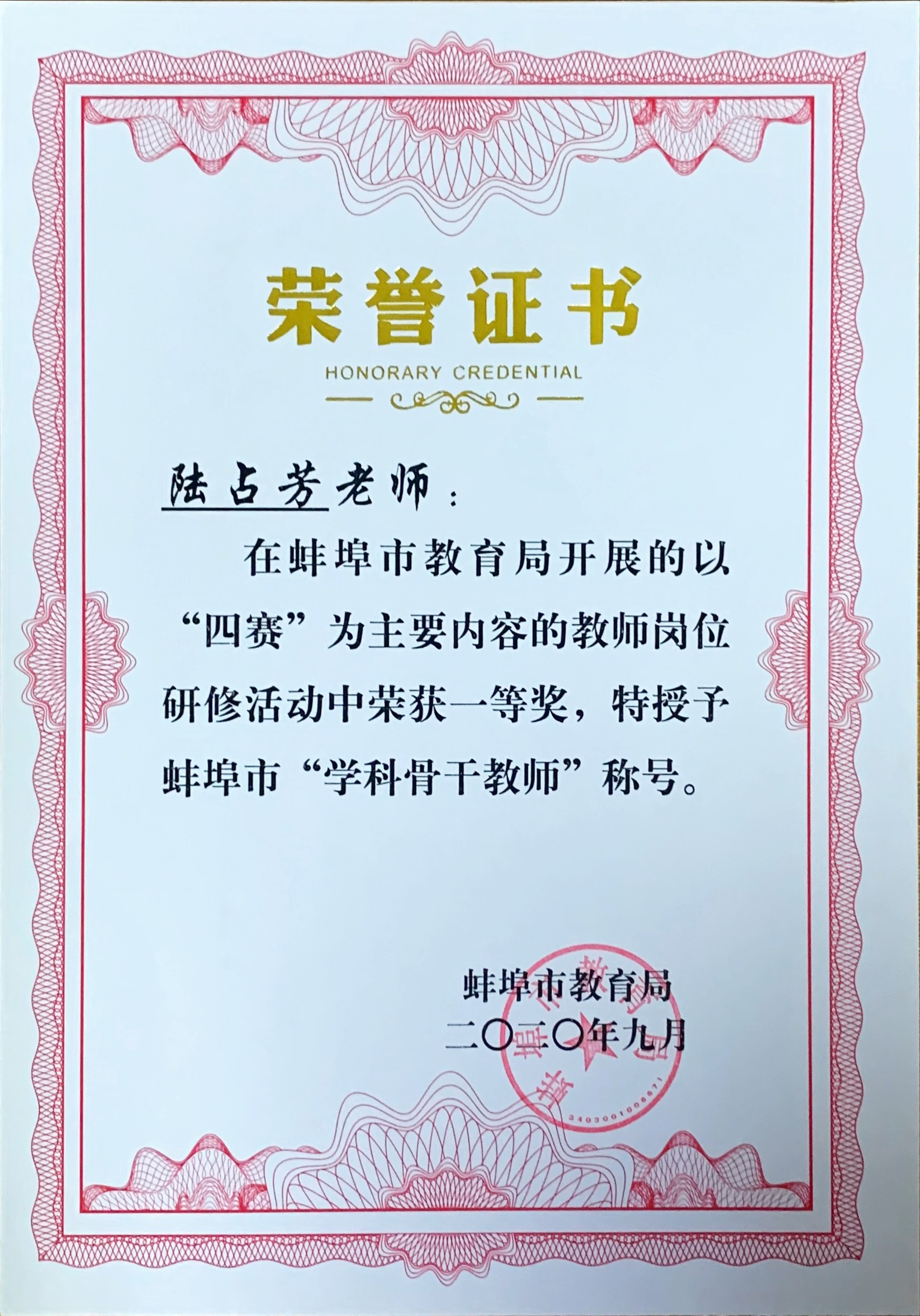 陆占芳 四赛证书  一等奖和学科骨干教师.jpg